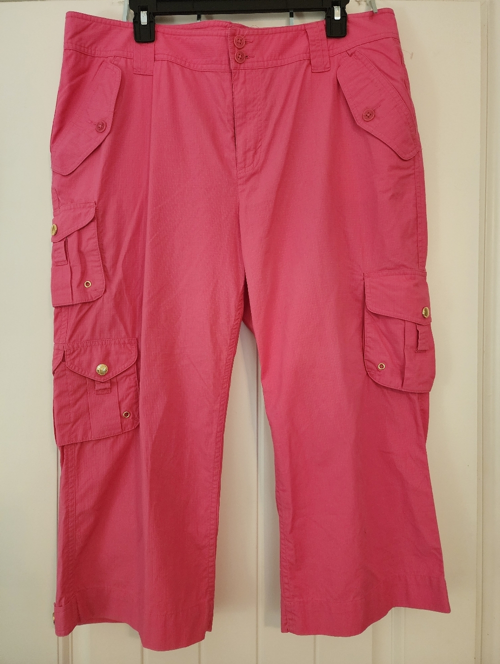 Lauren Ralph Lauren Hot Pink Cargo Capris NWOT Utility Barbiecore Sz 14